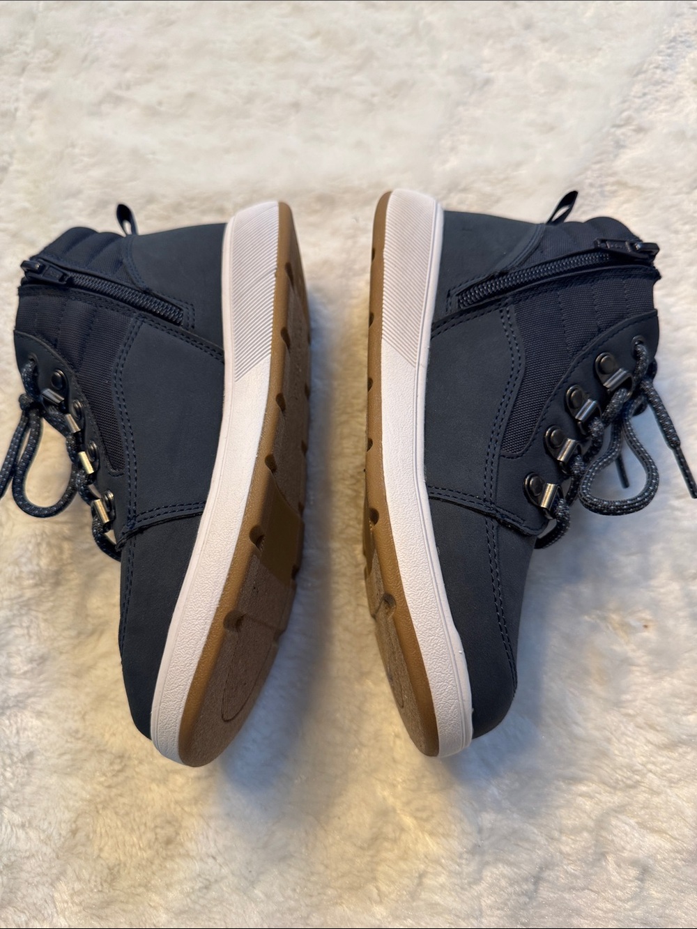 Cat & Jack Boys Gray High Top Sneaker Boots Side Zip Lace Up - EUC - Picture 2 of 5